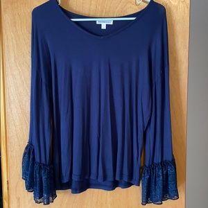 Navy Shirt with Flowy Sleeves